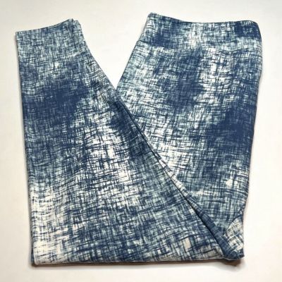 NEW LuLaRoe TC Leggings BLUE WHITE SUBTLE Knit Linen Look Line Fleck Stripe Dash